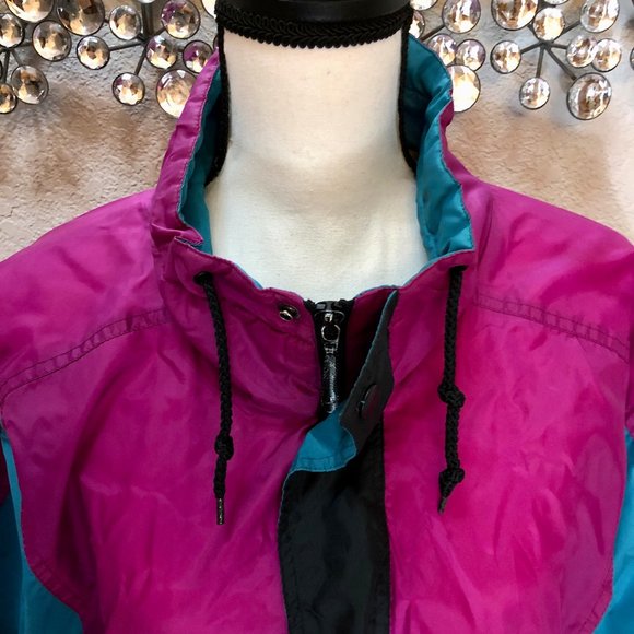 Super 90s Purple and Black Windbreaker Jacket -‎ Size Unisex Medium - Picture 4 of 11